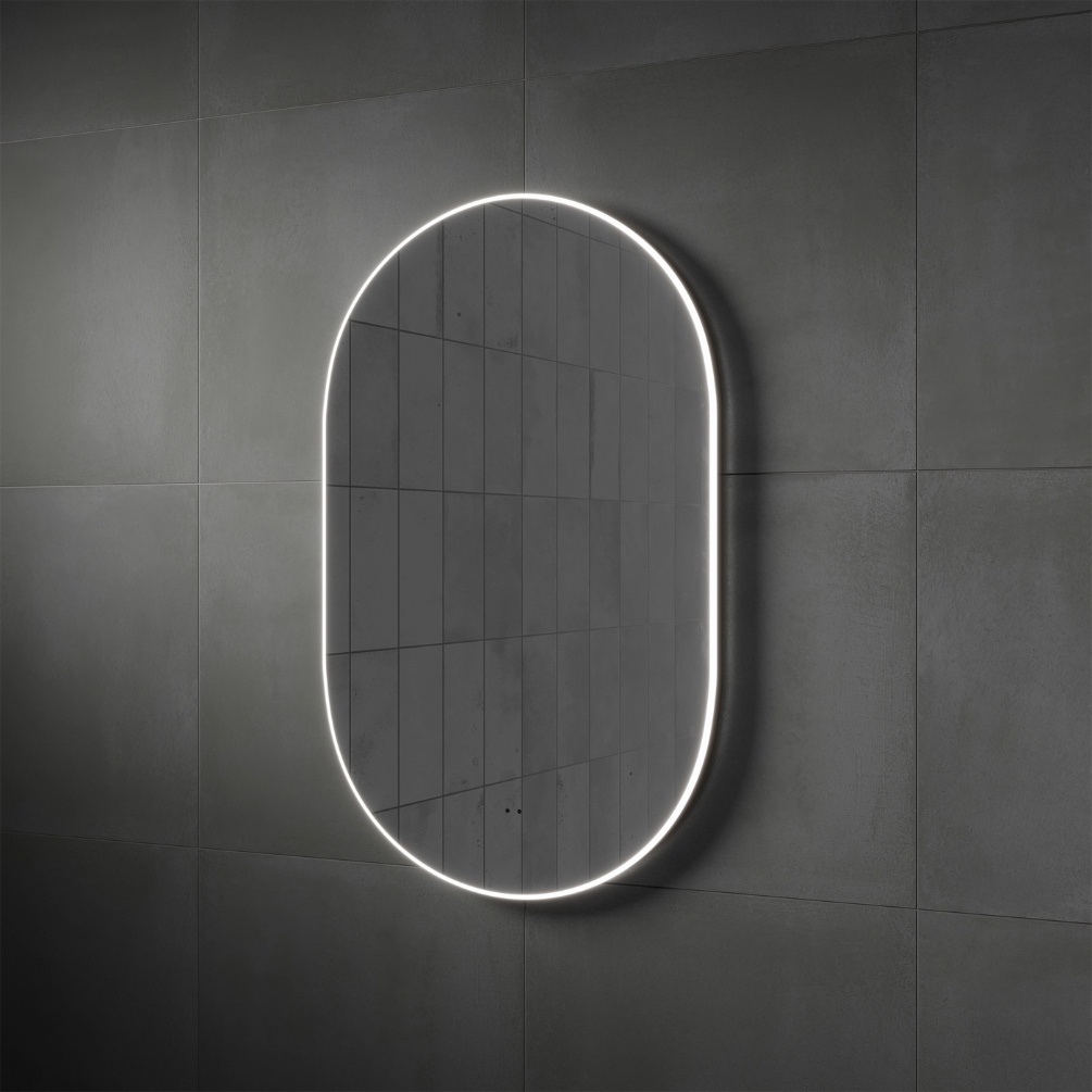 Lifestyle image of the hib. Air Pill 600mm x 900mm LED Mirror
